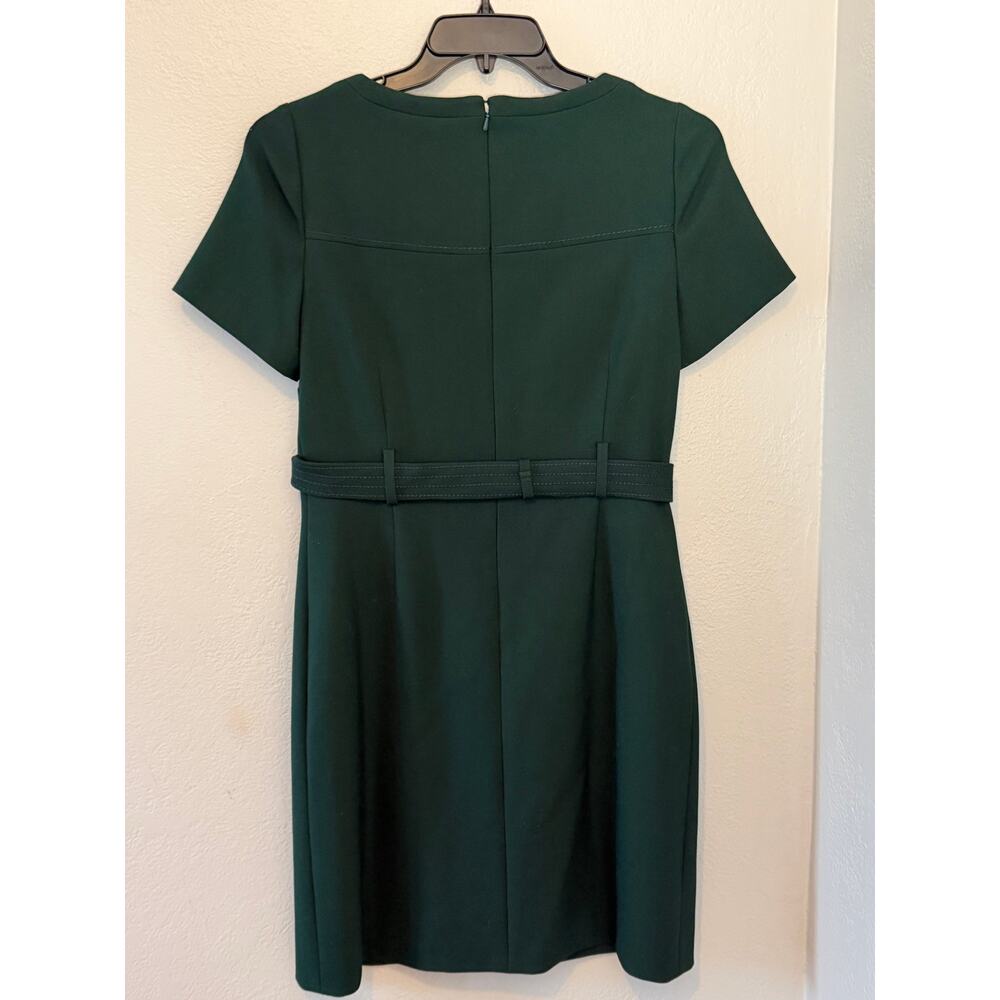 Women's Boden Green Belted Purple Stick Detailed Classic Work Sheath Dress Sz 8 - Picture 2 of 5
